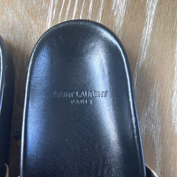 Saint Laurent Joan Logo Leather Slides - Picture 5 of 5